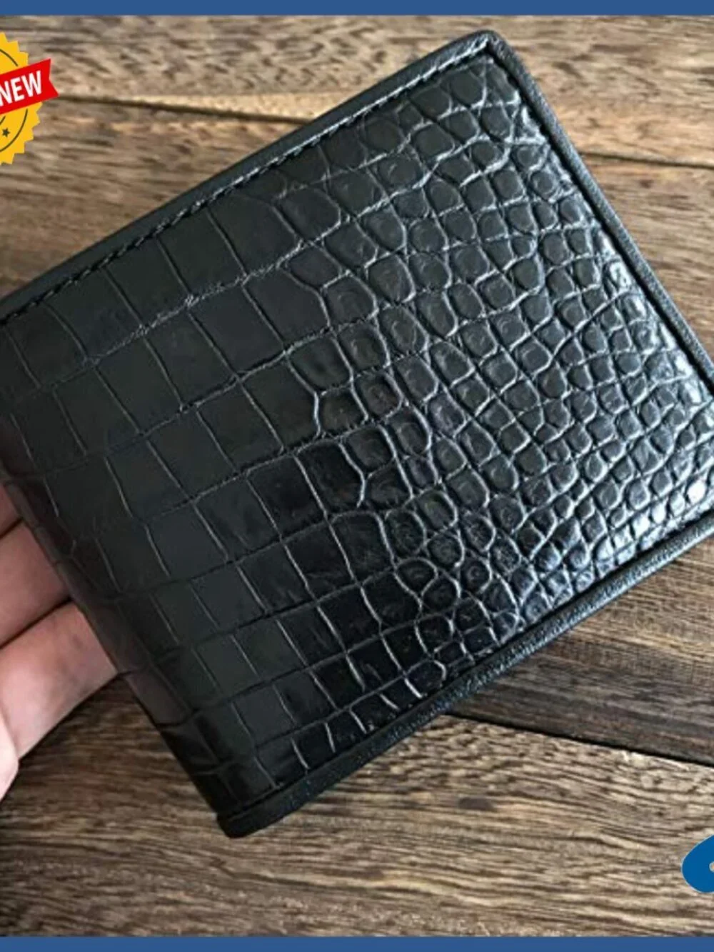 Men's Genuine Crocodile Skin Bifold Wallet with 8 Card Slots